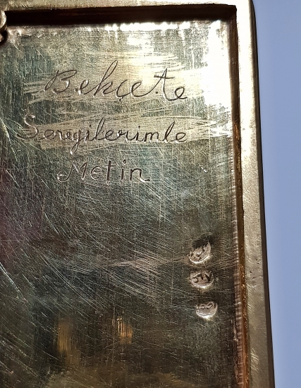 İRAN İŞİ KALEM İŞÇİLİKLİ ALTIN VERMEYLİ GÜMÜŞ  SİGARA TABAKASI 